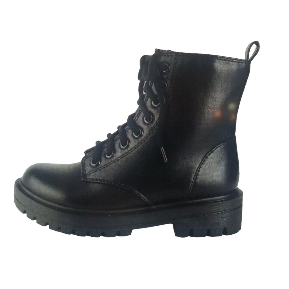 Soda FIRM Lug Sole Black Combat Goth Punk Ankle Boot Lace up W/Zipper Size 7.545